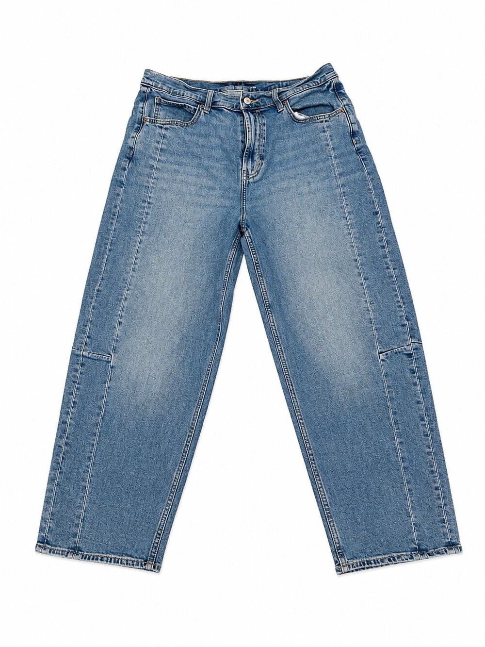 Old Navy Barrel Jeans Womens 12 Blue Denim High Rise Loose Baggy Pants